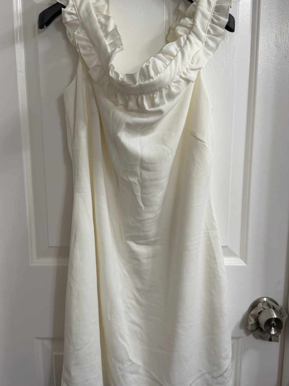 Marina Ruffled Cowl Neck Ivory Dress